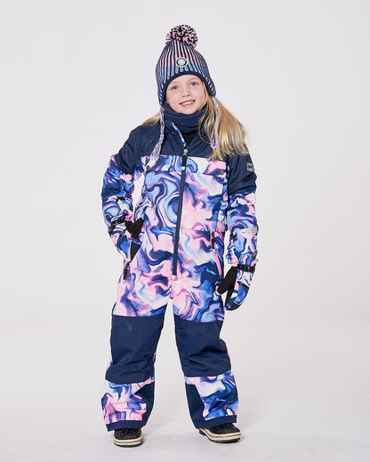 One-Piece Teknik Snowsuit Pink And Blue Marble
