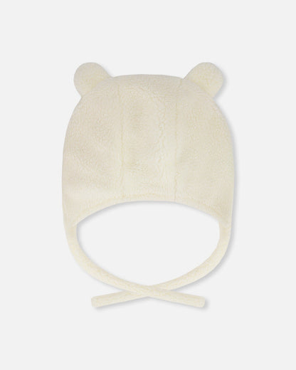 Lined Baby Sherpa Hat With Ear Flaps Off-White