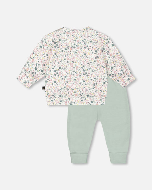 Organic Cotton Evolutive Pant And Long Sleeve Top Set Jade Green