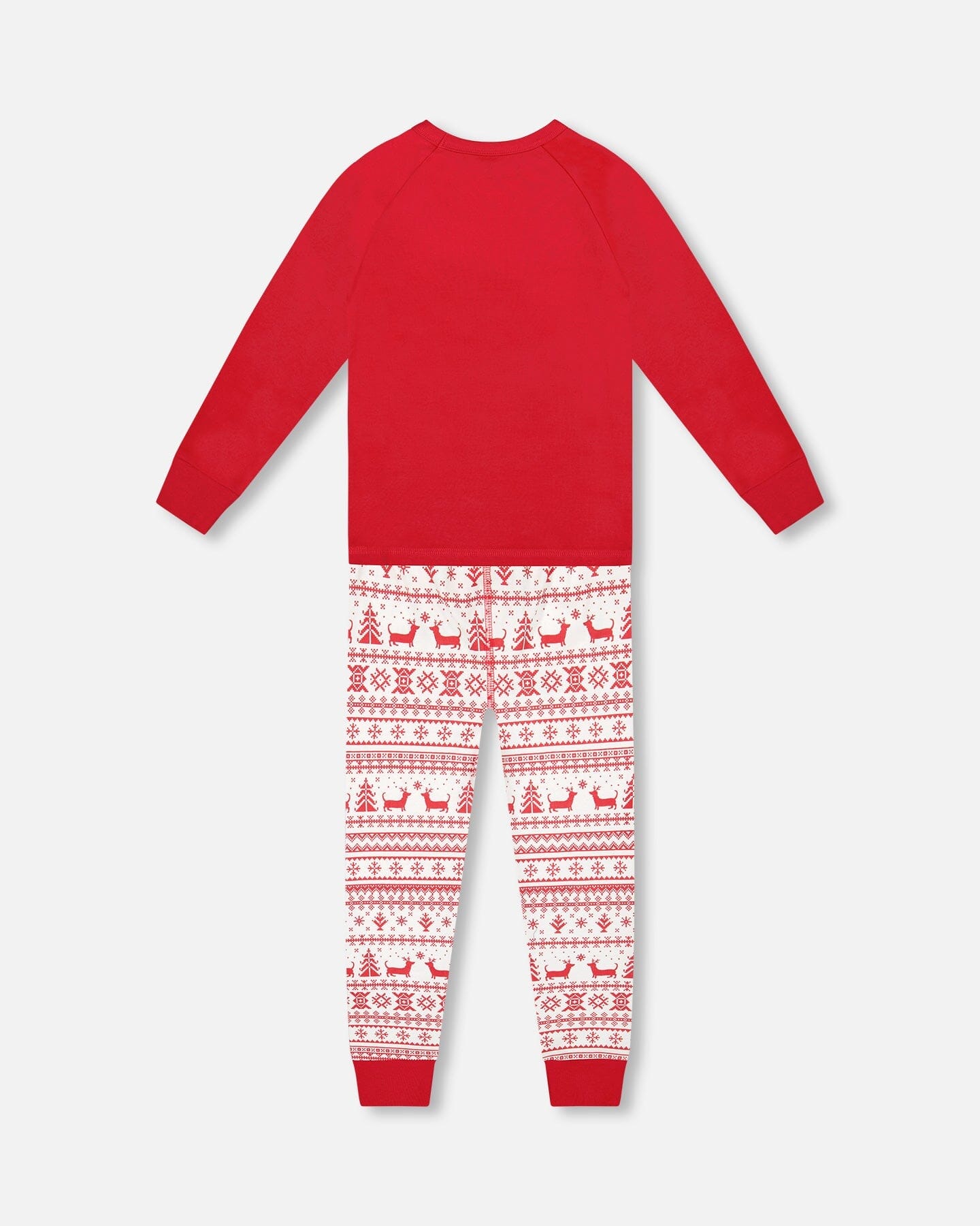 Organic Cotton Two-Piece Pajamas Red And White Fairisle