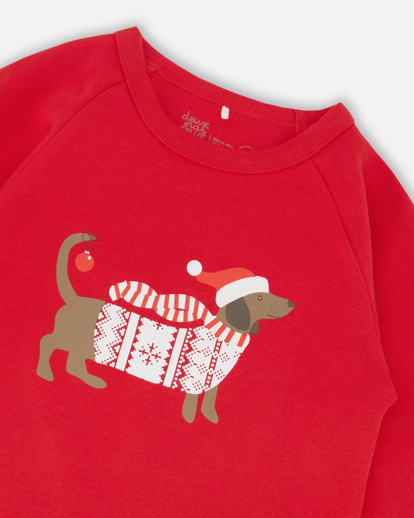 Organic Cotton Two-Piece Pajamas Red And White Fairisle