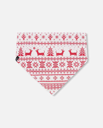 Organic Cotton Christmas Bandana For Dogs Red And White Fairisle