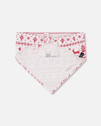 Organic Cotton Christmas Bandana For Dogs Red And White Fairisle