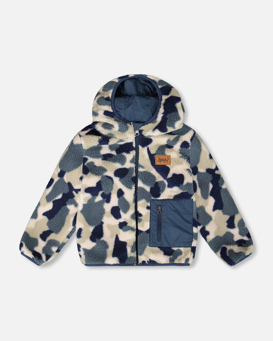 Reversible Mid-Season Sherpa Jacket Blue Camo