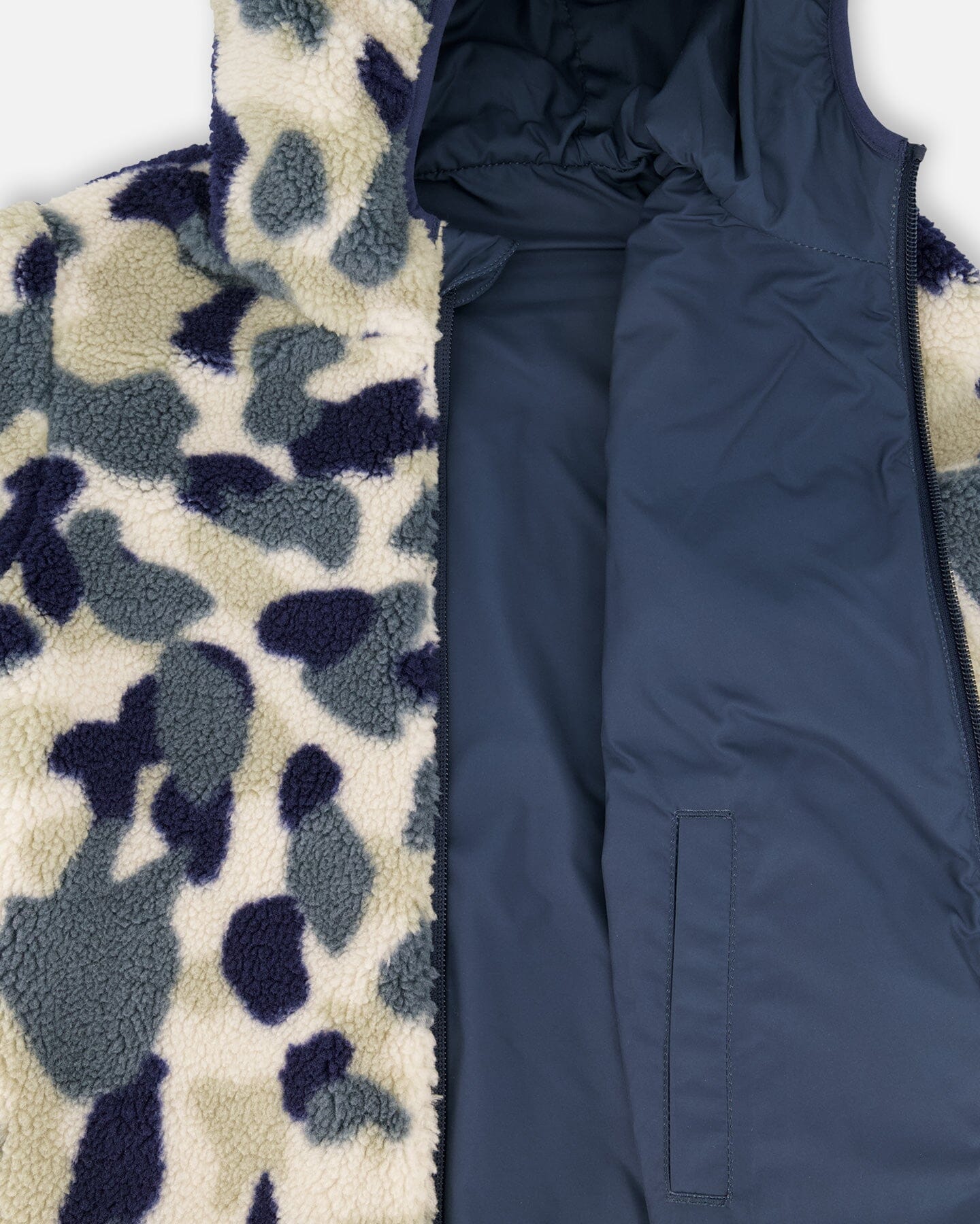 Reversible Mid-Season Sherpa Jacket Blue Camo
