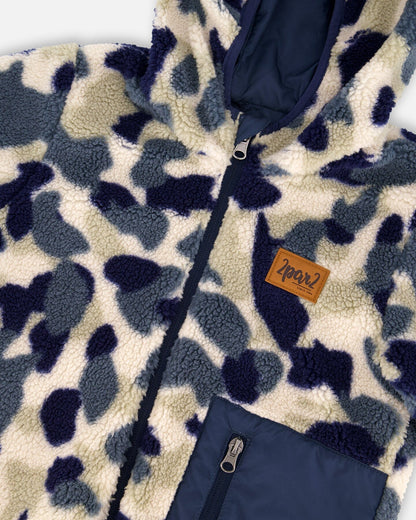 Reversible Mid-Season Sherpa Jacket Blue Camo