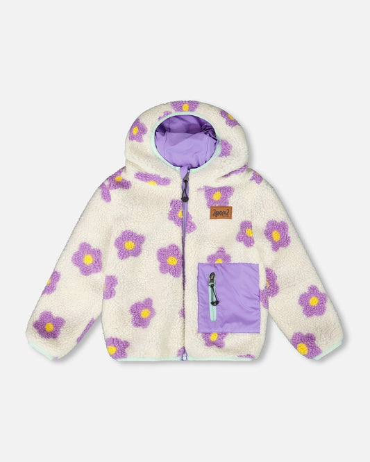 Reversible Mid-Season Sherpa Jacket Lavender Flower
