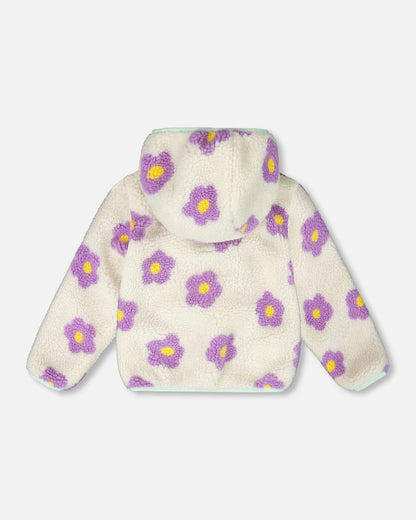 Reversible Mid-Season Sherpa Jacket Lavender Flower