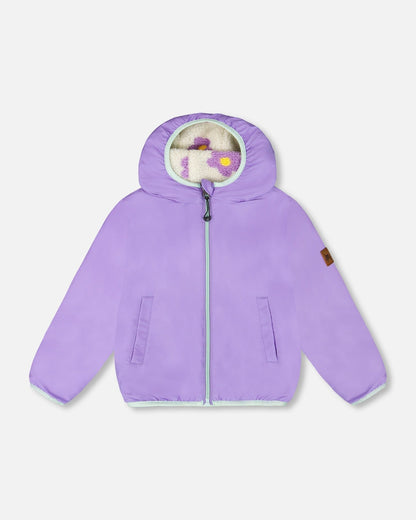 Reversible Mid-Season Sherpa Jacket Lavender Flower