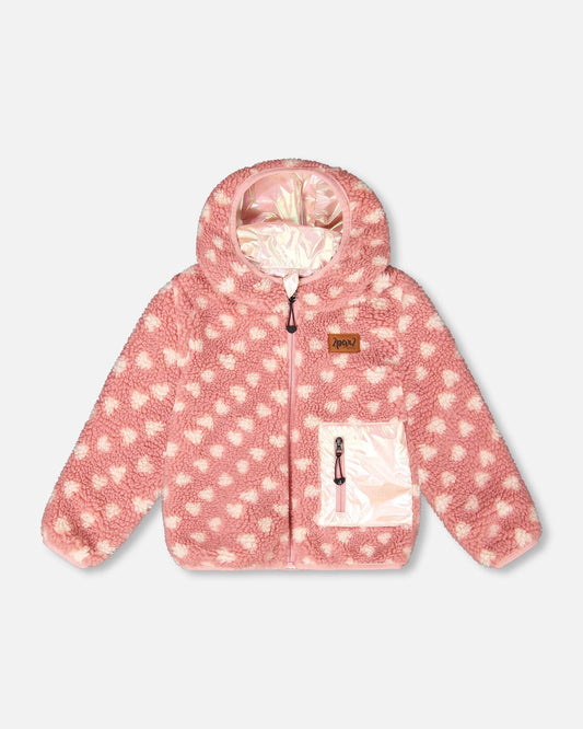 Reversible Mid-Season Sherpa Jacket Pink Heart