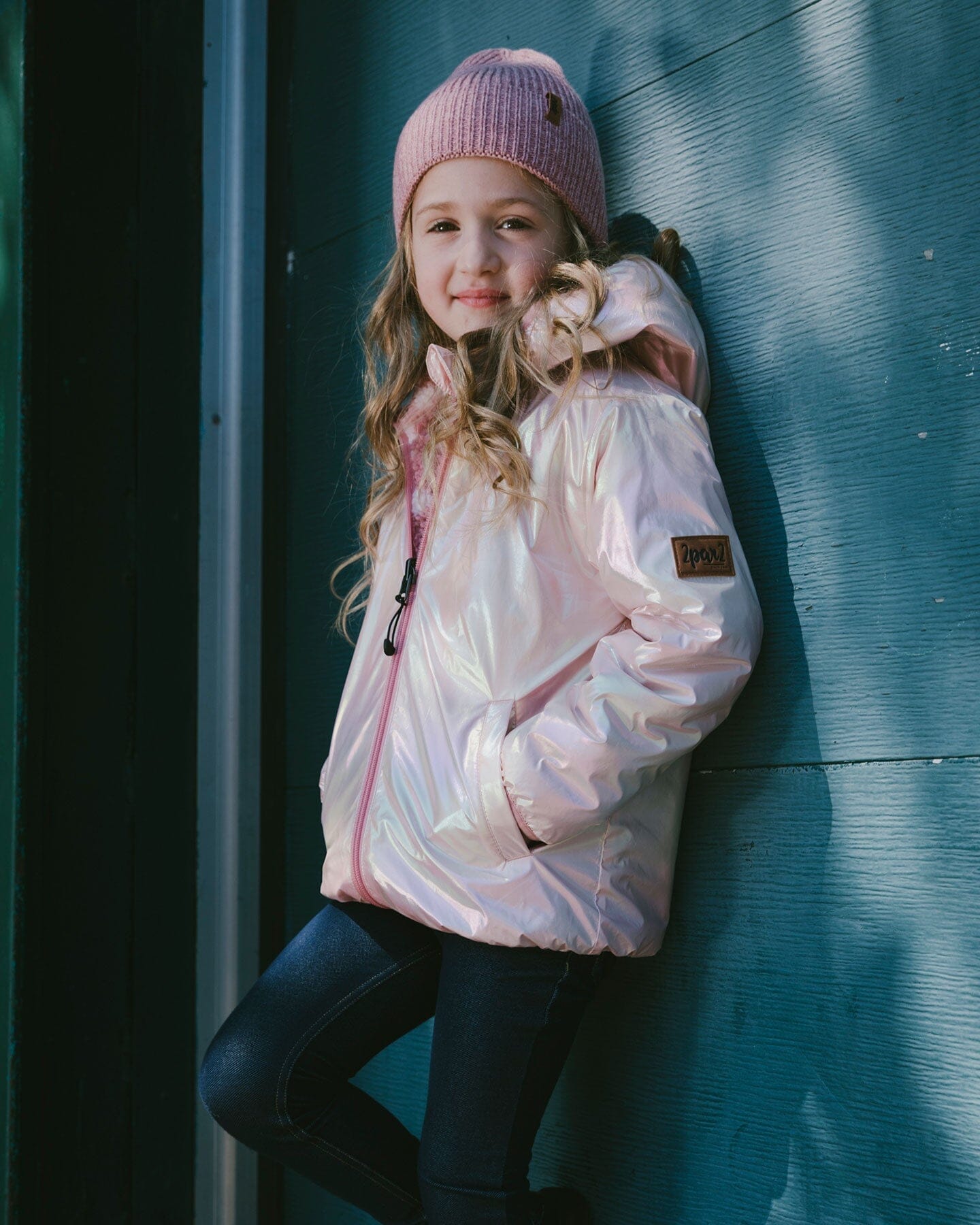 Reversible Mid-Season Sherpa Jacket Pink Heart