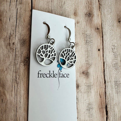 Tree Silhouette Dangle Earrings – Matte & Polished Silver Options