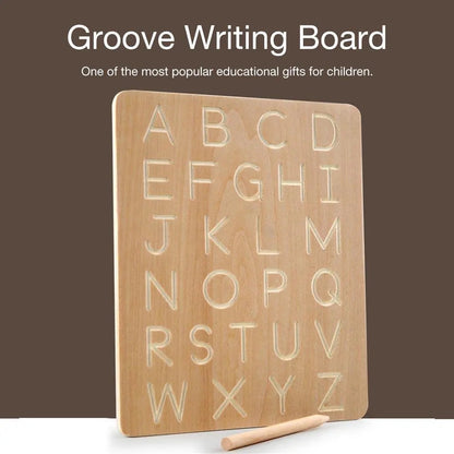 Wooden Alphabet & Number Tracing Board With Wooden Pen