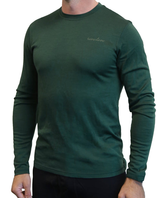 Men’s Merino Wool Long Sleeve Crew Neck Shirt – 190 GSM Performance Top