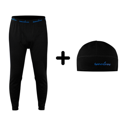 Men’s Merino Wool Thermal Leggings + Beanie Set