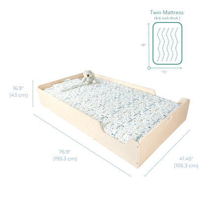APPLE TWIN - Montessori Floor Bed with Rails