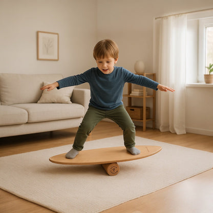 Wooden Balance Board | Surfing Balance Board with Cork Roller
