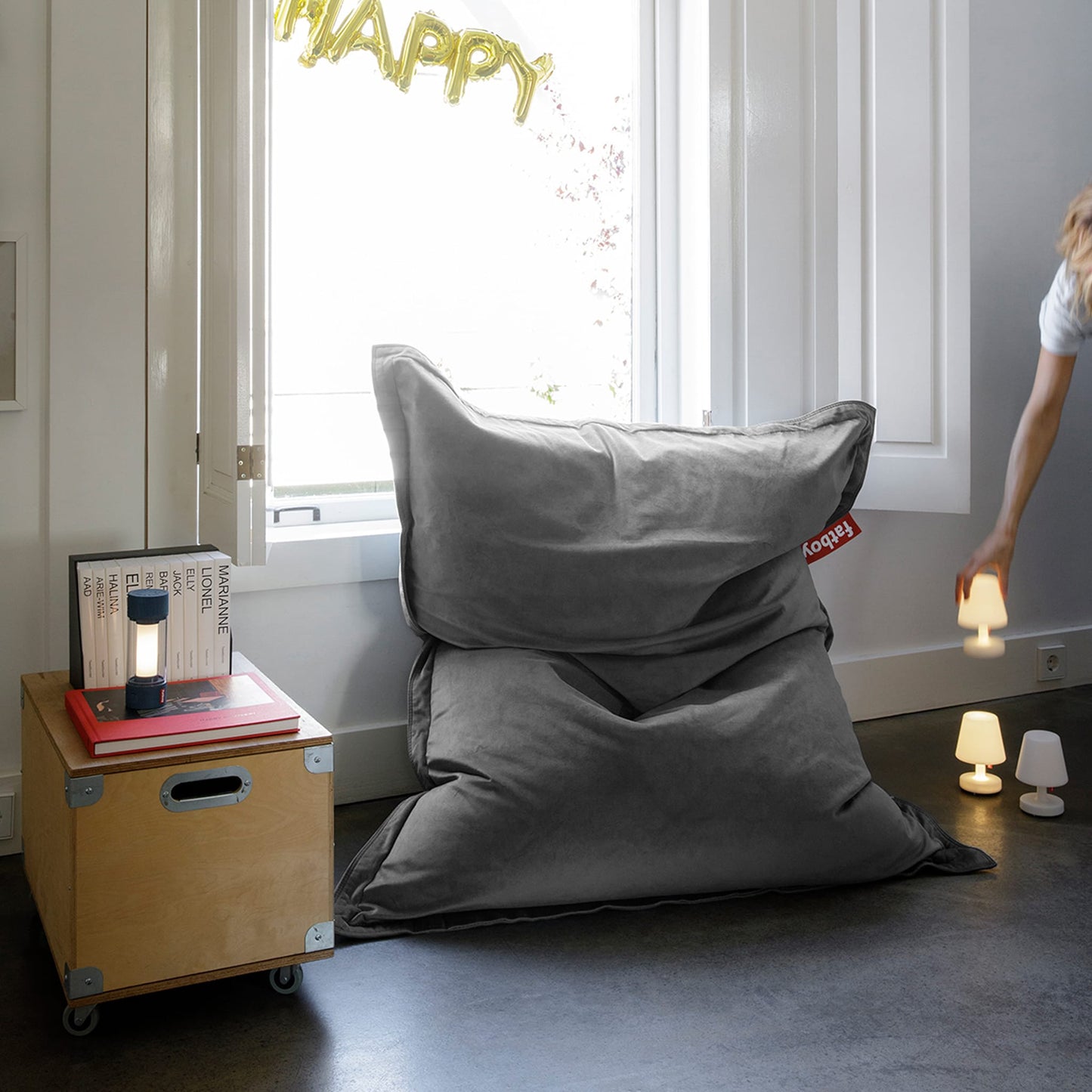 Slim Velvet Bean Bag<br> Indoor Use