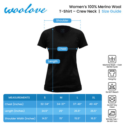 Women’s Merino Wool Short Sleeve T-Shirt – 180 GSM Lightweight Layer