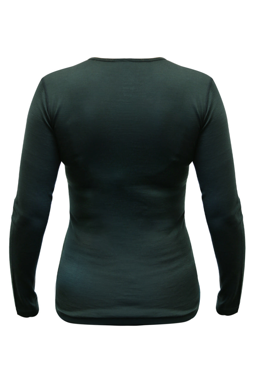 Women’s Merino Wool Long Sleeve Base Layer Crew – 190 GSM Performance Top