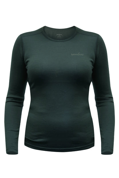 Women’s Merino Wool Long Sleeve Base Layer Crew – 190 GSM Performance Top