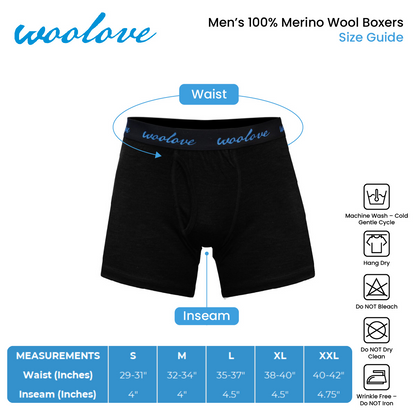 Men’s Merino Wool Boxer Briefs – Odour-Resistant Performance Underwear