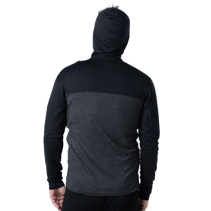 Men’s Merino Wool 1/4 Zip Hoodie Pullover – Performance Base Layer