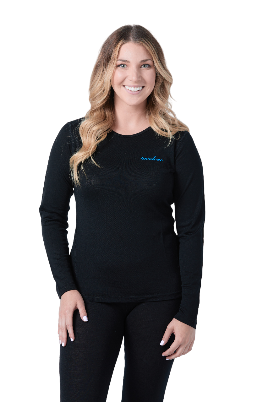 Women’s Merino Wool Long Sleeve Base Layer Crew – 190 GSM Performance Top