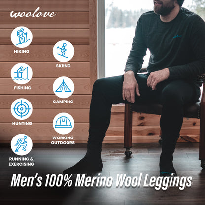 Men’s Merino Wool Thermal Leggings + Beanie Set