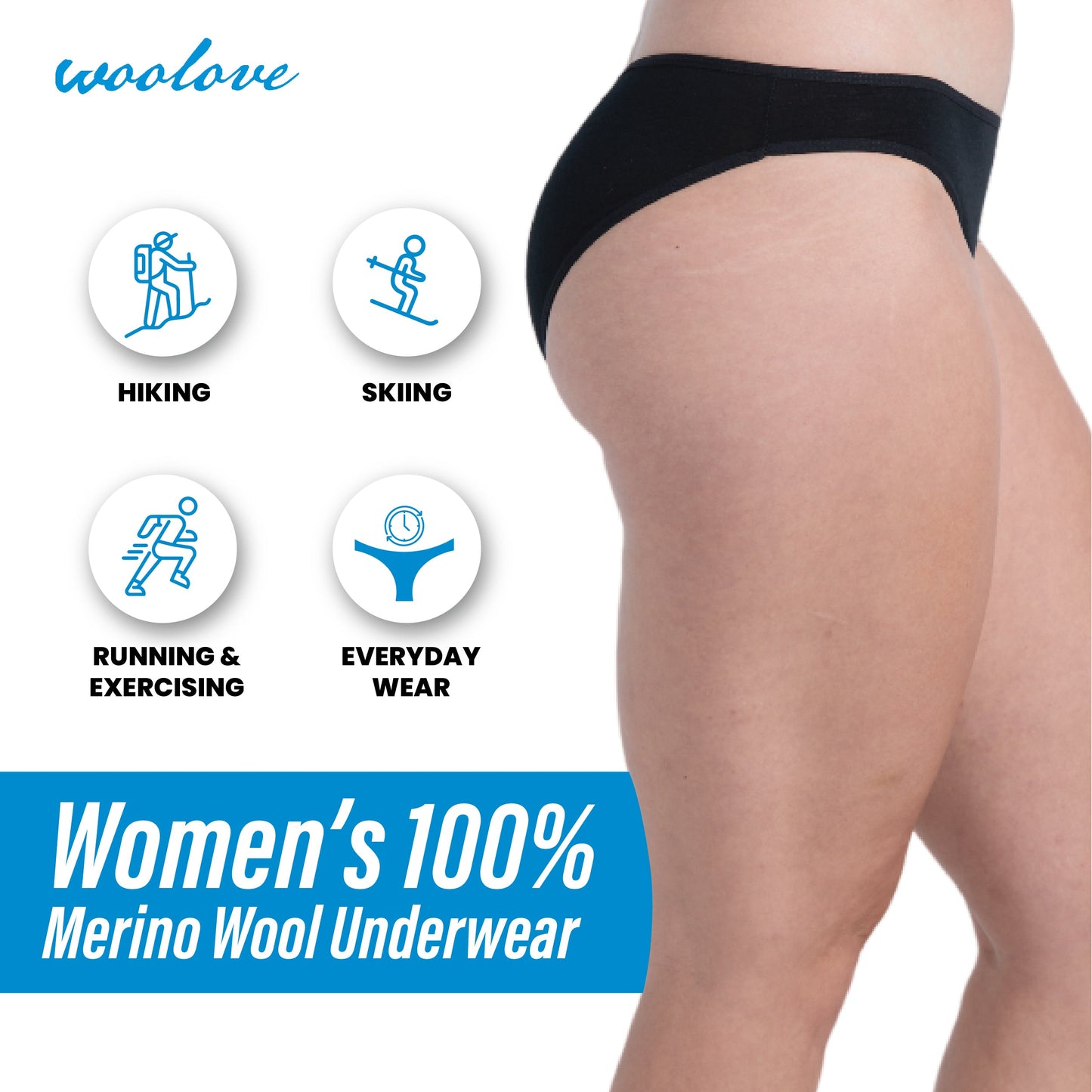 Women’s Merino Wool Bikini Brief Underwear – Odour-Resistant Performance