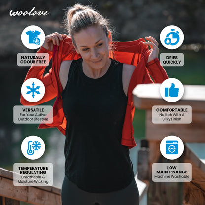 Women’s Merino Wool Tank Top – Crew Neck Base Layer