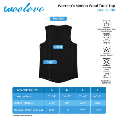 Women’s Merino Wool Tank Top – Crew Neck Base Layer