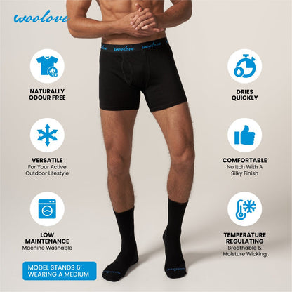 Men’s Merino Wool Boxer Briefs – Odour-Resistant Performance Underwear