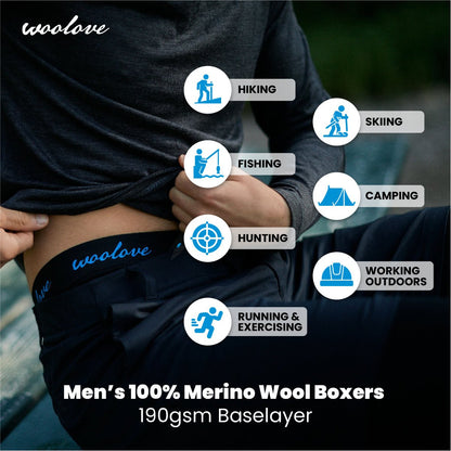 Men’s Merino Wool Boxer Briefs – Odour-Resistant Performance Underwear