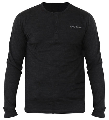 Men’s Merino Wool Long Sleeve Henley – 190 GSM Midweight