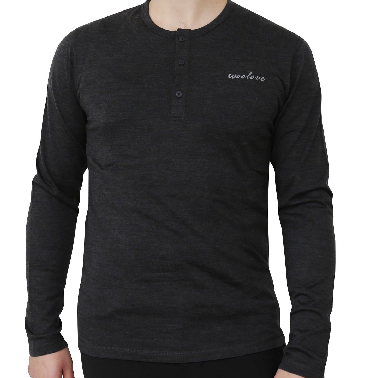 Men’s Merino Wool Long Sleeve Henley – 190 GSM Midweight