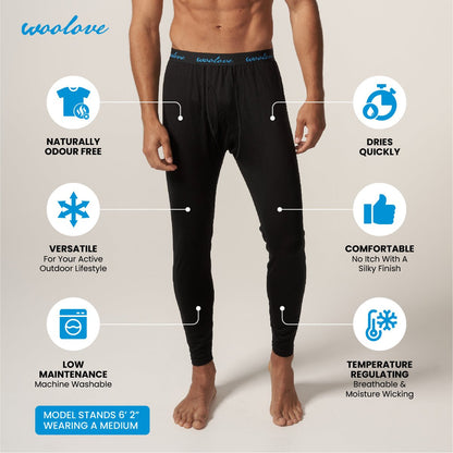 Men’s 260 GSM Merino Wool Thermal Leggings – Heavyweight Base Layer