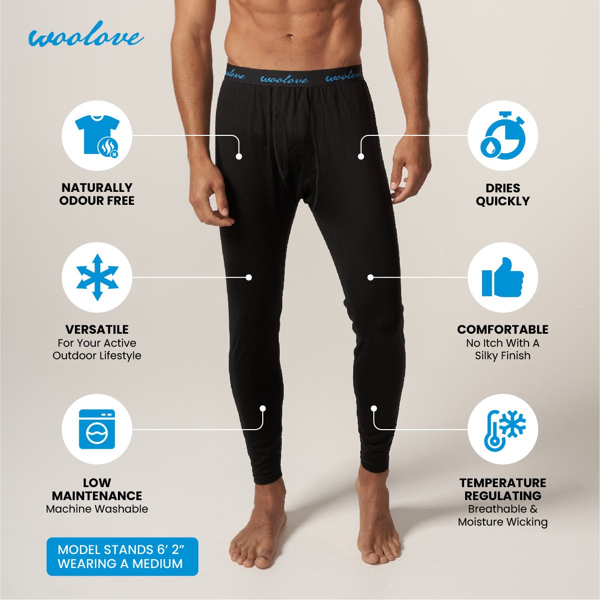 Men’s Merino Wool Thermal Leggings + Beanie Set