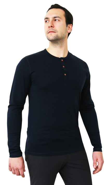 NorthWool Men’s Merino Wool Henley Base Layer Shirt – 260 GSM Thermal