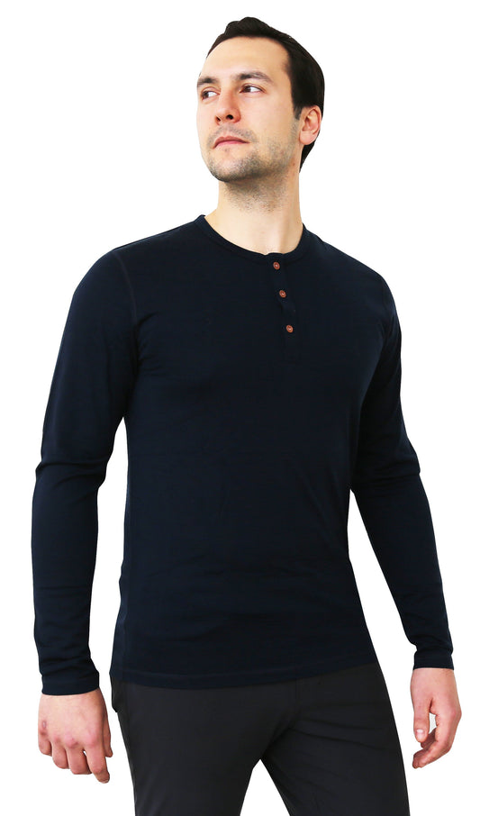 NorthWool Men’s Merino Wool Henley Base Layer Shirt – 260 GSM Thermal