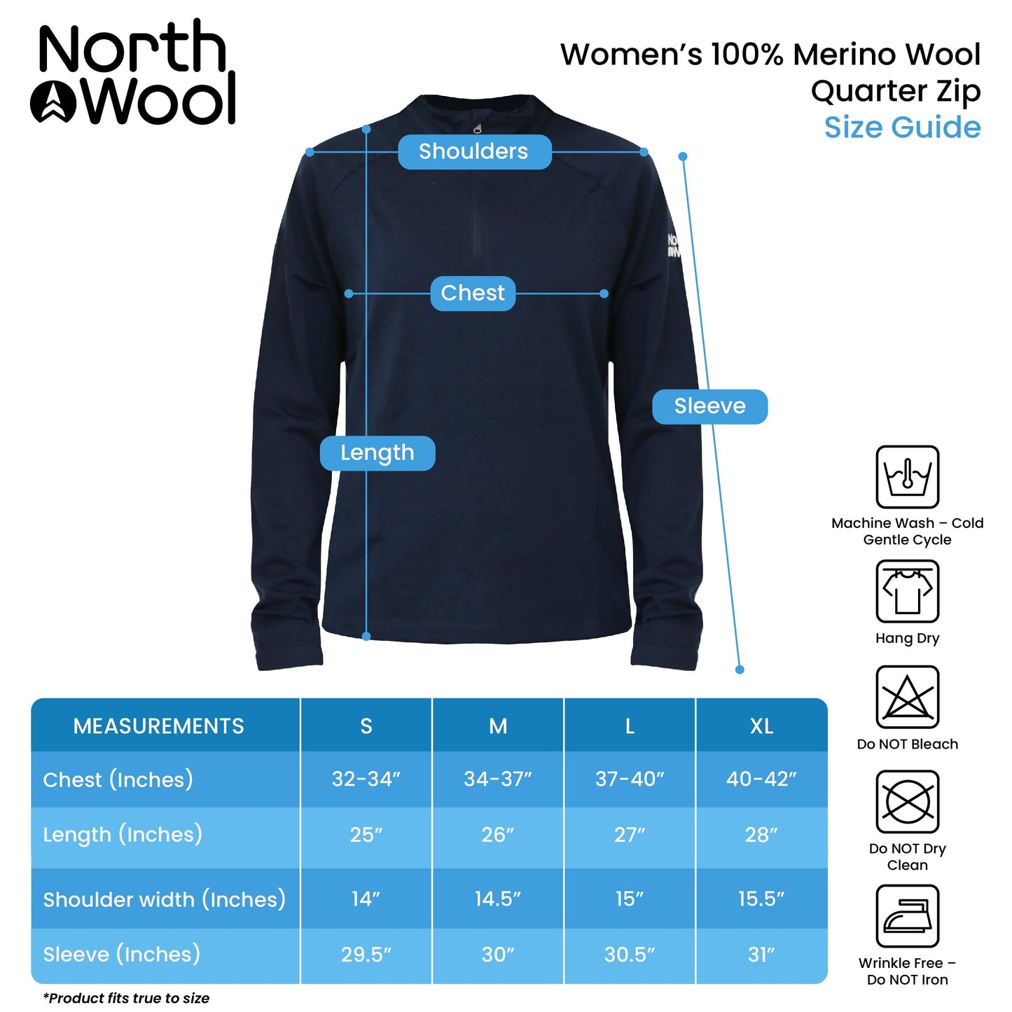 NorthWool Women’s Merino Wool 1/4 Zip Baselayer Sweater – 260 GSM Thermal