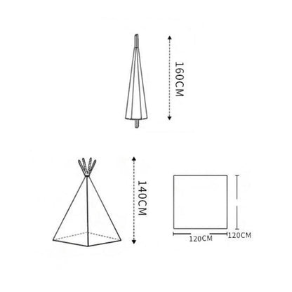 Large Foldable Kids Canvas Teepee Play Tent With Lights  ( White )