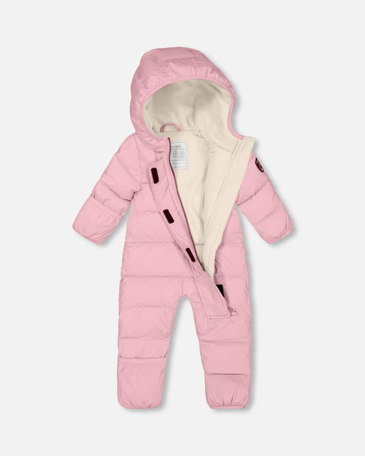 One-Piece Baby Cloud Compressible Snowsuit Designed For Car Seat Pink