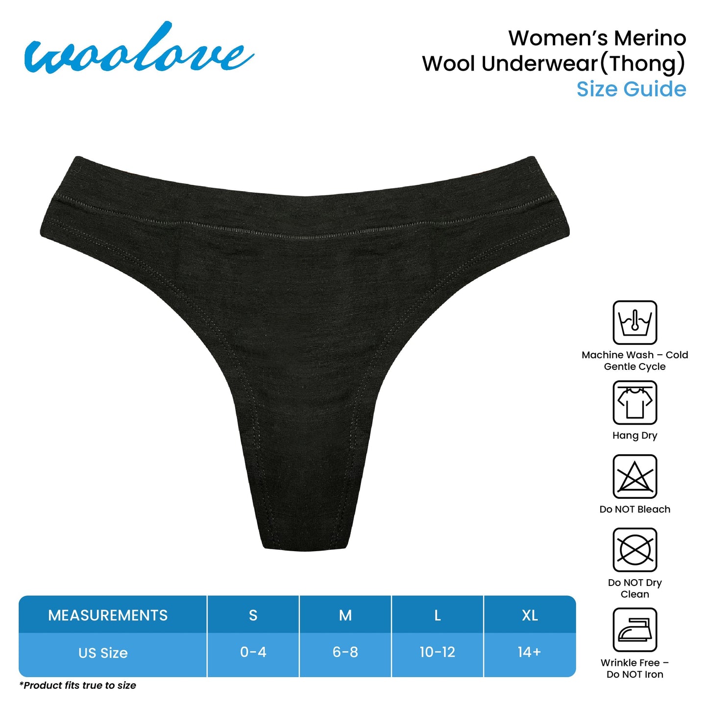 Women’s Odour-Free Merino Wool Thong Underwear – Lightweight Breathable Base Layer